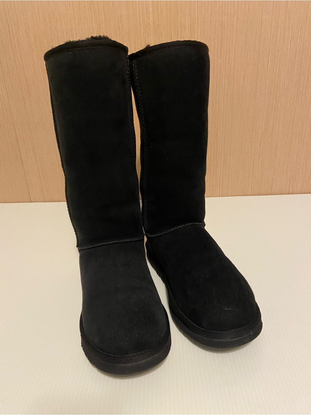 UGG Classic Tall Black Suede Sheepskin Boots Women’s 9